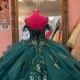 2024 Blackish Green Quinceanera Dresses Sequin Beading Ball Gown Off The Shoulder Applique Lace Sweet Princess Vestidos De 15