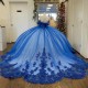 2024 Blue Ball Gown Quinceanera Dress Appliques Lace Beads Princess Tulle Vestidos De 15 Anos Birthday Party Sweet 16 Dress