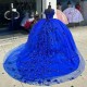 2024 Blue Shiny Sweetheart Floral 3D Flowers Quinceanera Dresses Prom Dress Beaded Corset Back Sweet 15 16 Girls Dress