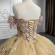 2024 Champagne Quinceanera Dress Ball Gown 3D Flowers Appliques Lace Beads Tull Sweet 16 Princess Dresse vestidos de 15 anos