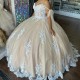 2024 Champagne Quinceanera Dresses Sweetheart Ball Gown Princess Birthday Gown Applique Lace Tull Sweet 16 vestidos de 15