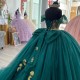 2024 Emerald Green Sweetheart Off the Shoulder Quinceanera Dresses Gold Appliques Beaded Crystal Sweet 15 16 Prom Party Gowns