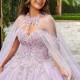 2024 Lavender Sparkly Quinceanera Dresses Formal Luxury Beading Lace Appliques With Cape Sweet 15 16 Dress Graduation Ball Gown