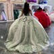 2024 Light Green Quinceanera Dress Ball Gown 3D Floral Applique Lace Beading Tull Corset Sweet 16 Vestido 15 De Anos