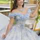 2024 Light Sky Blue Ball Gown Princess Quinceanera Dresses 3D Flowers Vestidos De 15 Anos Tulle Sweet 16 Birthday Party Gown