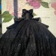 2024 Luxury Black Crystals Ball Gown Quinceanera Dresses Appliques Lace Off The Shoulder Beads Sweet 16 Dress Vestidos De 15