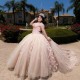 3DFlower Pink Quinceanera Prom Dresses Formal Ball Gown Tulle Beads Sweet 15 16 Dress Quinceanera Anos Birthday Party Gown