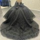 Off Shoulder Black Shiny Quinceanrea Dress XV Dress Para Eventos Especiale Applique Lace Beads Tull Sweet Vestidos De 15 Anos