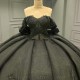 Off Shoulder Black Shiny Quinceanrea Dress XV Dress Para Eventos Especiale Applique Lace Beads Tull Sweet Vestidos De 15 Anos