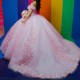 Off The Shouder Pink Quinceanera Dresses Sweetheart Corset Applique Lace Tull Ball Gown Birthday Party Dress vestidos de 15