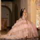 Off The Shoulder Ball Gown Pink Quinceanera Dress Applique Lace Beads Tull Princess Dress Lace Up Corset Vestido De 15