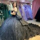 Off The Shoulder Black Quinceanera Dress Ball Gown Applique Lace Beading Crystals Tull Corset Sweet 16 Vestido De 15 Anos