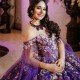 Off the Shoulder Ball Gown Purple Quinceanera Dresses Beading 3D Flowers Appliques Lace Tull Corset Vestidos De 15 Anos