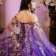 Off the Shoulder Ball Gown Purple Quinceanera Dresses Beading 3D Flowers Appliques Lace Tull Corset Vestidos De 15 Anos