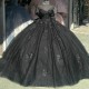 Off the Shoulder Black Princess Girls Quinceanera Dress Appliques Lace Tull Ball Gown Prom Party Wear Sweet 15 16 Vestidos De