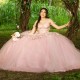 2024 Light Pink Princess Quinceanera Dresses Off Shoulder 3D Floral Beads Gillter Sequins Lace up Corset Vestidos 15 anos