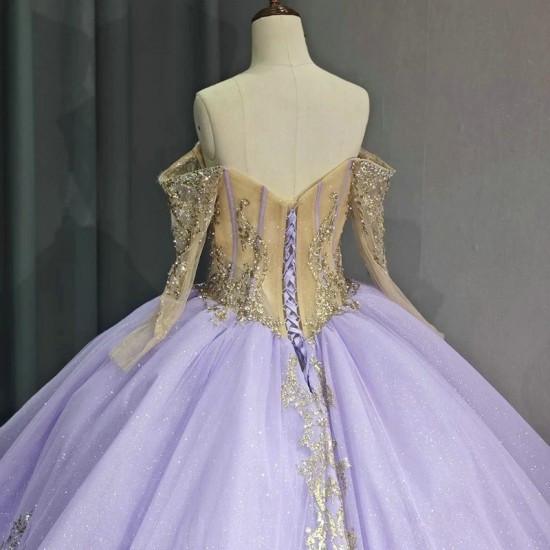 2024 Lilac Quinceanera Dresses Lace Appliqued Crystal Ball Gown Vestidos 15 De Quinceanera Sweetheart Sweet 16