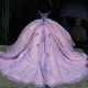 2024 Lilac Shiny Quinceanera Dresses Off The Shoulder Ball Gown Applique Lace Beading Tulle Lace Up Party Princess Sweet 16 Dress