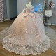 2024 Pink Shiny Quinceanera Dresses With Cape Ball Gown Sweetheart Lace Beading Tulle Lace Up Backless Party Princess Sweet 16