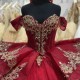 2024 Red Quincenara Dress Mexico Gold Applique Lace Beads Vestidos De 15 Anos Quinceanera XV Brithday Sweet 16 Dresses Ball Gown