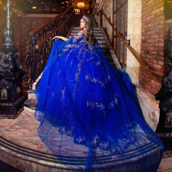 Beaded Royal Blue Shiny Quinceanera Dresses 2024 Sequined Lace Appliques Tull Sweet 16 Dress Ball Gown vestidos de 15 anos