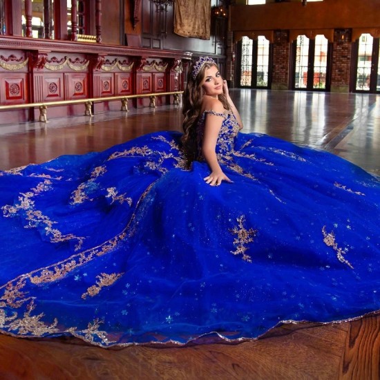 Beaded Royal Blue Shiny Quinceanera Dresses 2024 Sequined Lace Appliques Tull Sweet 16 Dress Ball Gown vestidos de 15 anos