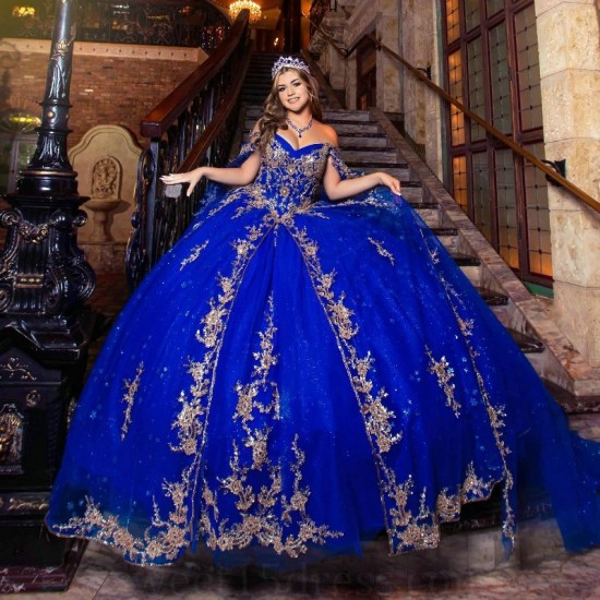 Beaded Royal Blue Shiny Quinceanera Dresses 2024 Sequined Lace Appliques Tull Sweet 16 Dress Ball Gown vestidos de 15 anos