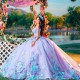 Beading Lavender Shiny Quinceanera Dresses Lace Appliques Tull Off the Shoulder Princess Ball Gown For Sweet 16 Vestidos De 15