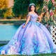 Beading Lavender Shiny Quinceanera Dresses Lace Appliques Tull Off the Shoulder Princess Ball Gown For Sweet 16 Vestidos De 15