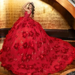 Beading Red Shiny Quinceanera Dress Sequins Applique Bow Flower Tull Mexican Sweet 16 Vestidos De XV 15 Anos Birthday