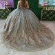 Beading Tassel Ball Gown Blue Quinceanera Dress Spaghetti Sequined Appliques Lace Tull Sweet 16 Vestidos De 15 Anos