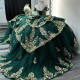 Beads Emerald Green Quinceanera Dress Ball Gown Gold Lace Applique Birthday Party Corset Sweet 16 Vestidos De 15 Anos