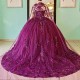 Beads Purple Sparkly Quinceanera Dresses 2024 Formal Luxury Party Prom Lace Appliques Tull Sweet 15 Dress Graduation Ball Gwon