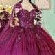 Beads Purple Sparkly Quinceanera Dresses 2024 Formal Luxury Party Prom Lace Appliques Tull Sweet 15 Dress Graduation Ball Gwon