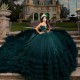 Blackish Green Ball Gown Quinceanera Dress Ruffle Beads Lace Princess Mexico Sweet 16 Dress 15 Birthday Vestidos De XV Anos Miss