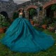 Blackish Green Shiny Quinceanera Dress For Sweet 16 Girl Applique Lace Sequined Beaded Tull Party Prom Dress vestidos de 15 anos