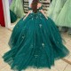 Blackish Green Sweetheart Dress Quinceanera Dress Party Gown Princess Off The Shoulder Lace Appliques Sweet 16 Vestidos De 15