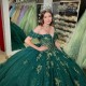 Blackish Green Sweetheart Dress Quinceanera Dress Party Gown Princess Off The Shoulder Lace Appliques Sweet 16 Vestidos De 15