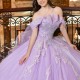 Charming Mexico Lilac Quinceanera Dresses Applique Lace Beads Tull Lace Up 15 Party Prom Gown Vestidos 15 De XV Anos Sweet 16