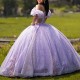 Crystal Lilac Sparkly Quinceanera Dresses 2024 Luxury Party Beading Lace Appliques Tull Sweet 15 Dress Graduation Ball Gwon