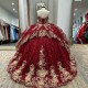 Crystal Red Shiny Quinceanera Dresses 2024 Applique Flower Beads Tull Princess Sweet 16 Year Birthday Party Gown Vestidos De 15