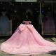 Crystals Pink Princess Quinceanera Dresses Off The Shoulder Beads Bow Birthday Party Sweet 16 Dress Ball Gown Vestido De 15 Anos