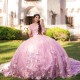 Flower Pink 15 Quinceanera Dresses Lace Tull Sweetheart Off The Shoulder Birthday Party Dress Beading Ball Gown 15 Vestidos De