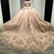 Glitter Pink Quinceanera Dress Ball Gown Off The Shoulder Gold Lace Applique Beaded Bow Mexican Sweet 16 Vestidos De 15 Anos