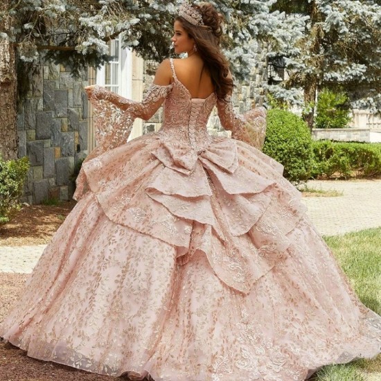 Glitter Pink Quinceanera Dresses Off Shoulder Appliques Crystal Sweet 16 Dress Occasion Prom Party Vestidos 15 De Anos