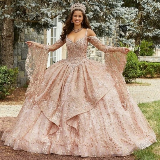 Glitter Pink Quinceanera Dresses Off Shoulder Appliques Crystal Sweet 16 Dress Occasion Prom Party Vestidos 15 De Anos