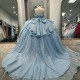 Glittering Blue Quinceanera Dresses Applique Lace Beads For 16 Party Formal Dress Ball Gown 16 Birthday Princess Vestidos 15 de