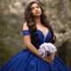 Handmade Flowers Royal Blue Quinceanera Dress For Sweet Girl Sequined Beaded Graduatin Party Prom Dress vestidos de 15 anos