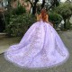 Lace Appliques Lavender Quinceanera Dresses Ball Gown Birthday Gowns Off The Shoulder Beads Tull Corset Sweet 16 Dresses vestido