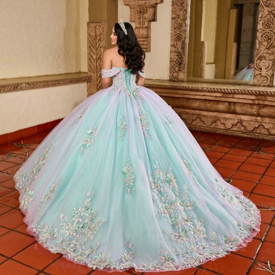 Lavender Sky Blue Shiny Quinceanera Dresses Sweet 16 Lace Applique Beads Tull Off Shoulder Lace up Prom Ball Gowns Vestido De 15